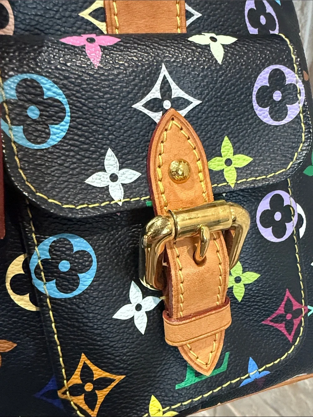 Louis Vuitton Black Multicolor Murakami Monogram Petit Noe Bucket Bag
